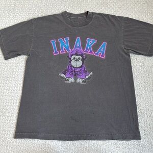 Inaka Power Teddy Bear Grey Purple Oversized Gym Pump Cover Short Sleeve Tee